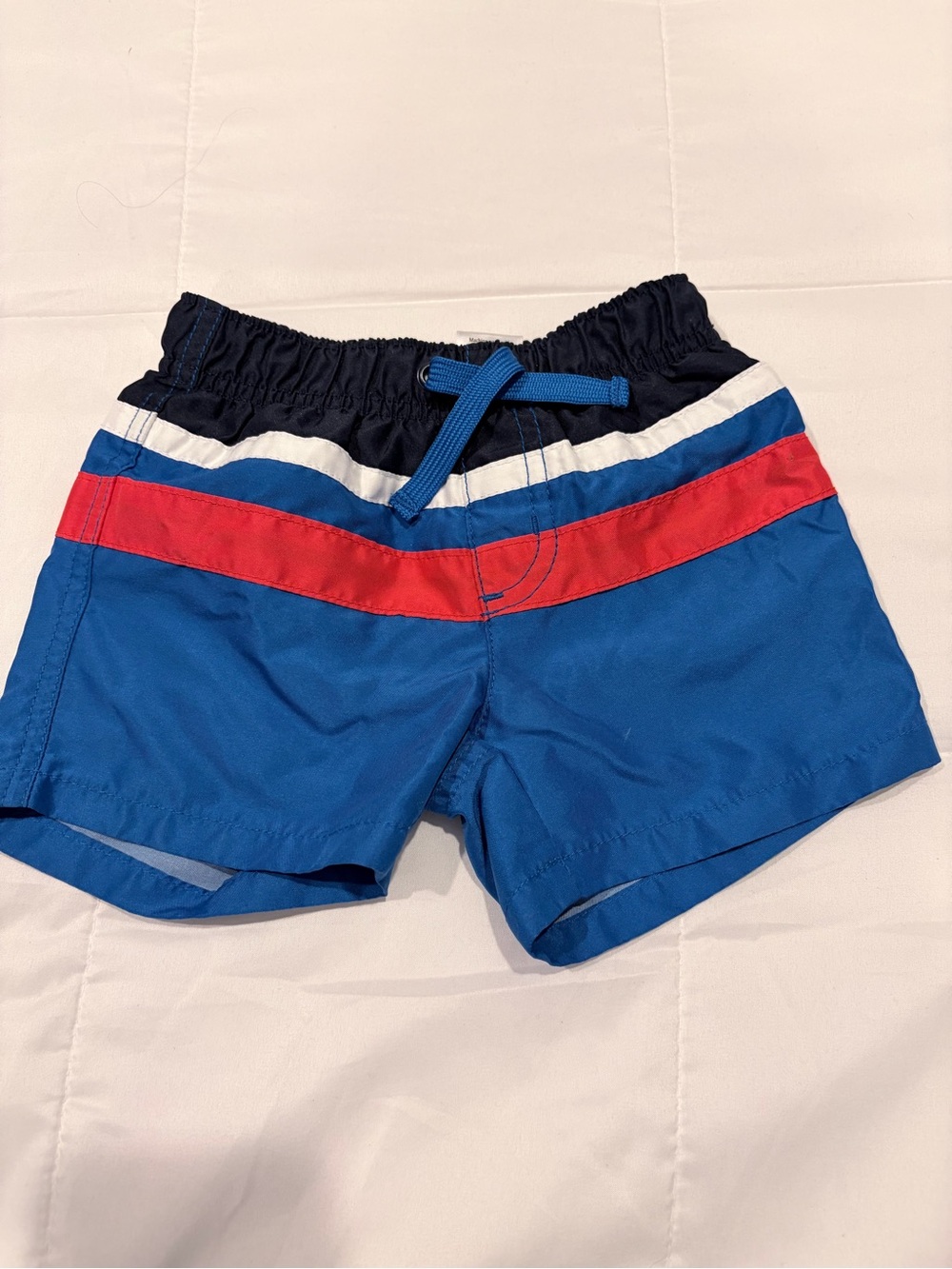 Gymboree Blue Swim Shorts with Red & White Stripes